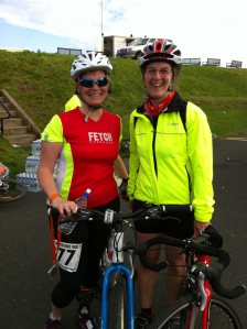 Me and Karen at the finish of the Great North Bike Ride